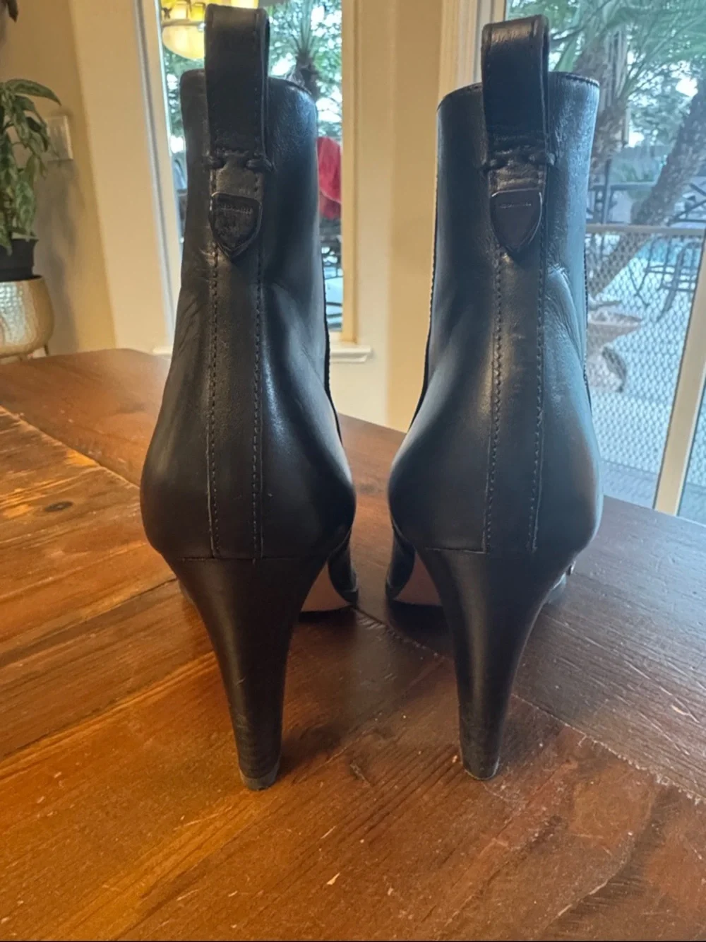 Coach Black Leather Pointed Toe Ankle Booties with Side Zip - Picture 6 of 6